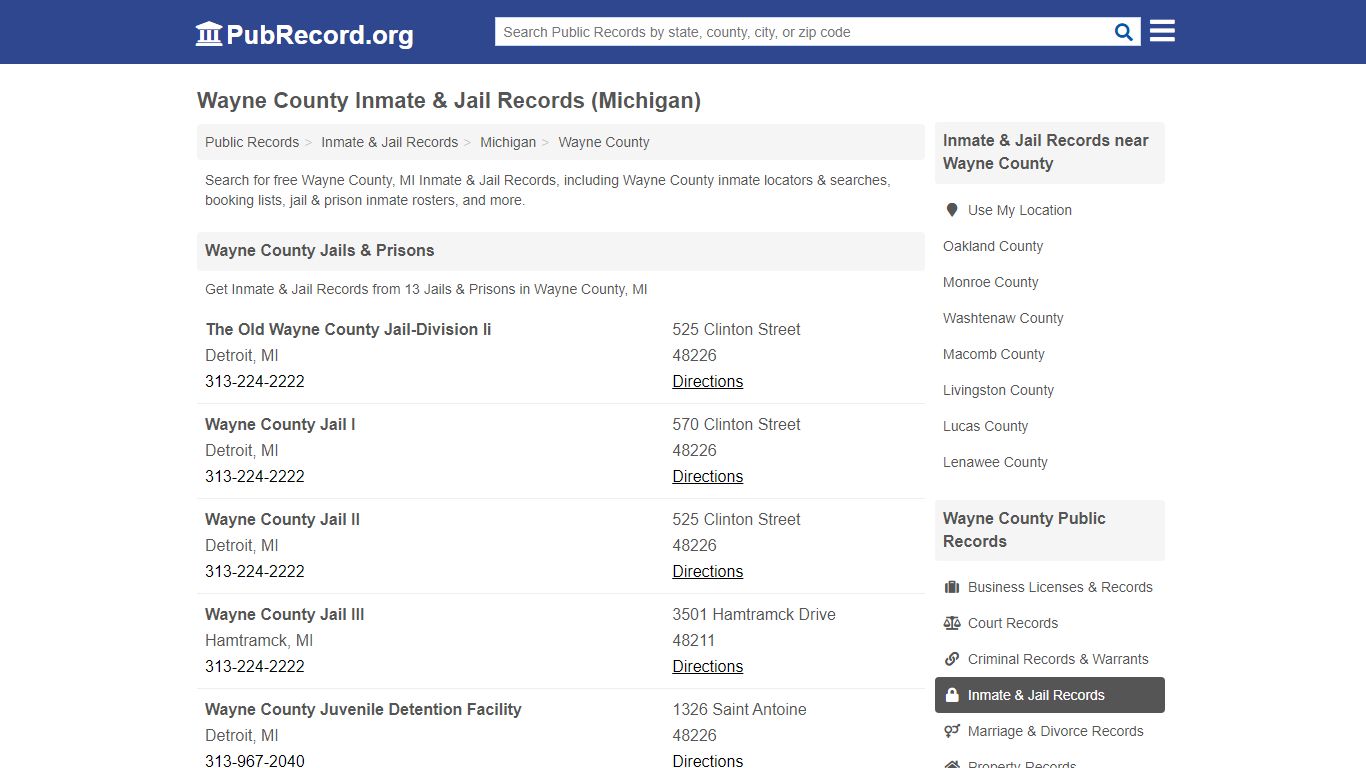 Free Wayne County Inmate & Jail Records (Michigan Inmate ...